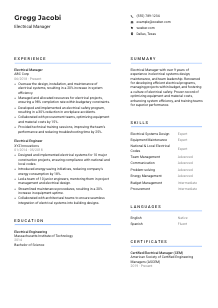 Electrical Manager CV Template #10