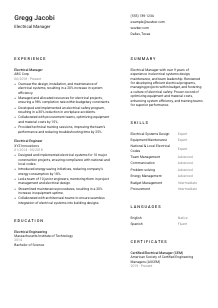 Electrical Manager Resume Template #2