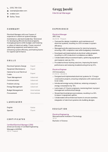 Electrical Manager Resume Template #20