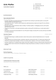 Automation Engineer CV Example