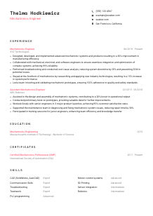 Mechatronics Engineer CV Template #1