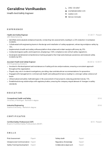 Health And Safety Engineer CV Example