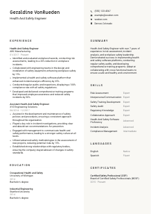 Health And Safety Engineer Resume Template #13