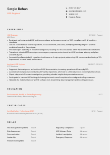 HSE Engineer CV Template #3