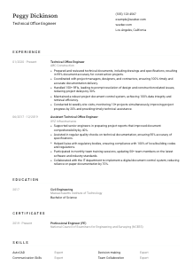 Technical Office Engineer Resume Template #1