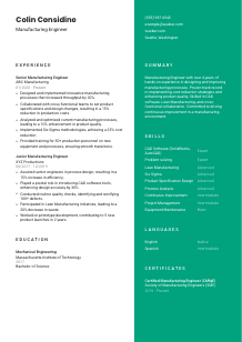 Manufacturing Engineer CV Template #16