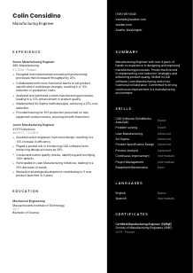 Manufacturing Engineer Resume Template #17