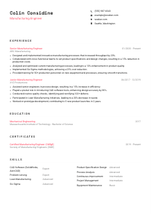 Manufacturing Engineer CV Template #4