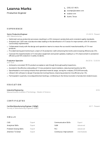Production Engineer CV Example