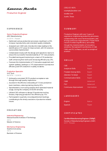 Production Engineer Resume Template #3