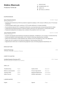Production Technician Resume Example