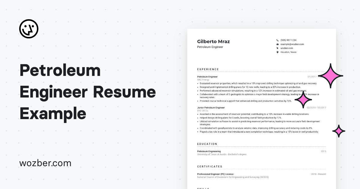 Petroleum Engineer Resume Example