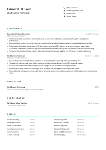 Wind Turbine Technician CV Template #3