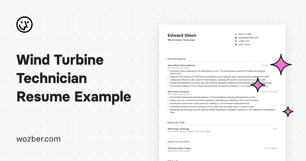 Wind Turbine Technician Resume - Og 