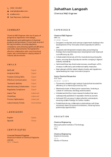 Chemical R&D Engineer CV Template #3