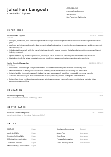Chemical R&D Engineer CV Template #2