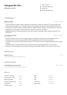 Materials Scientist CV Example