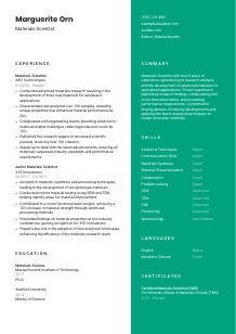 Materials Scientist CV Template #2