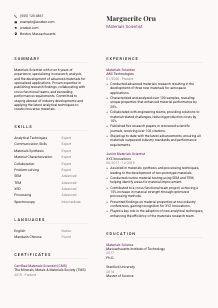 Materials Scientist CV Template #3