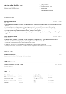 Mechanical R&D Engineer Resume Example