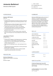 Mechanical R&D Engineer CV Template #2