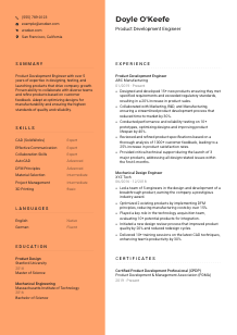 Product Development Engineer Resume Template #3