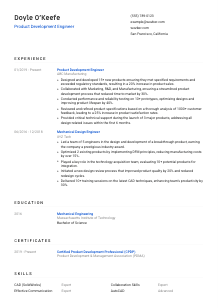 Product Development Engineer Resume Template #1
