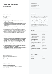 Product Engineer Resume Template #2