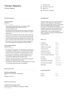 Product Engineer Resume Template #1