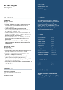 R&D Engineer Resume Template #2