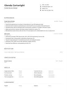 Postal Service Worker Resume Example