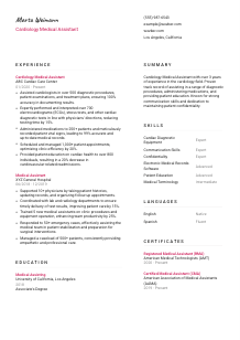 Cardiology Medical Assistant Resume Template #2