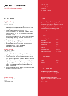 Cardiology Medical Assistant CV Template #3