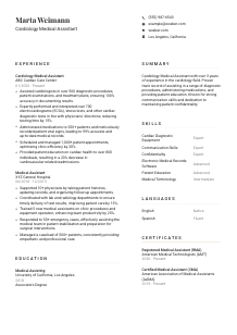 Cardiology Medical Assistant Resume Template #1
