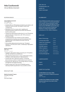 Clinical Medical Assistant CV Template #2