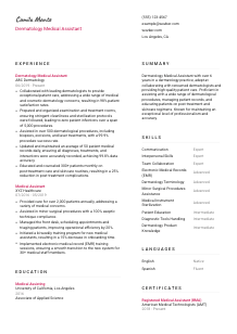 Dermatology Medical Assistant CV Template #2