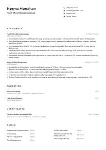 Front Office Medical Assistant CV Example