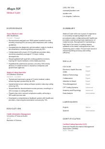 Medical Coder Resume Template #11