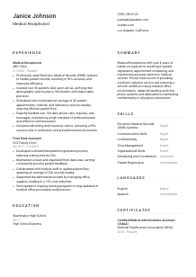 Medical Receptionist Resume Template #1