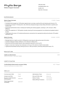 Medical Support Assistant Resume Template #2