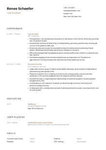 Care Assistant Resume Template #1
