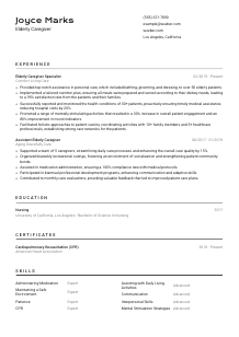 Elderly Caregiver Resume Template #9