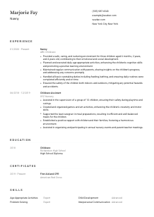 Nanny Resume Template #1