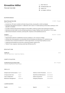 Personal Care Aide CV Example