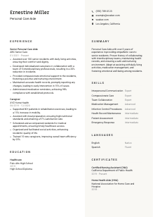 Personal Care Aide Resume Template #13