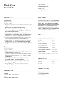 Associate Dentist CV Template #5