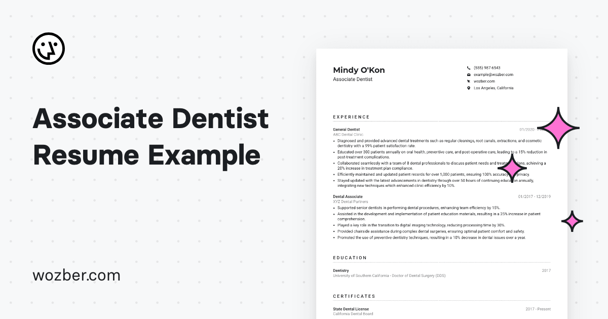 Associate Dentist Resume Example