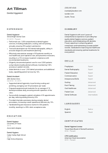 Dental Hygienist Resume Template #2