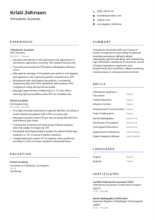 Orthodontic Assistant Resume Template #10