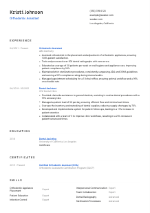 Orthodontic Assistant Resume Template #8